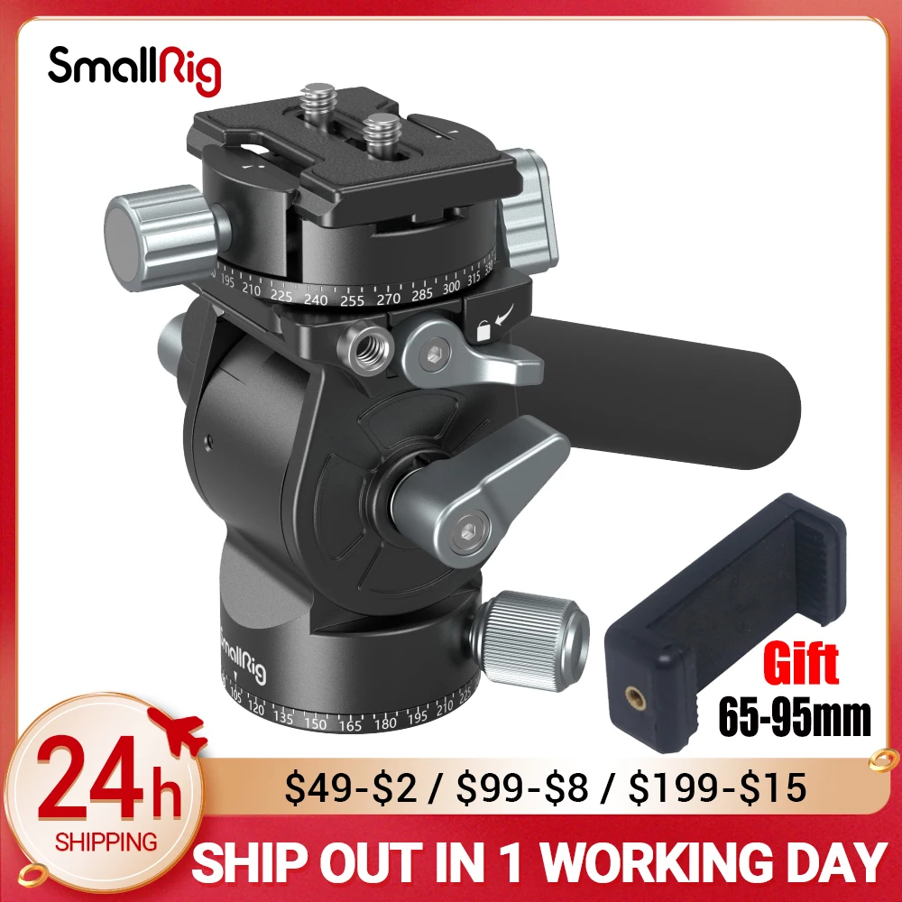 SmallRig Lightweight Fluid Video Head 360 Swivel with a Removable Telescopic Handle Adjustable Portable 3457 |