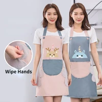 womens kitchen apron hand wiping household kitchen apron wipeable waterproof and oil proof female baking accessories