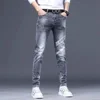 Mens stretch denim print pants jeans Korea slimming trendy casual jeans all-match light luxury men jeans pants for men 6