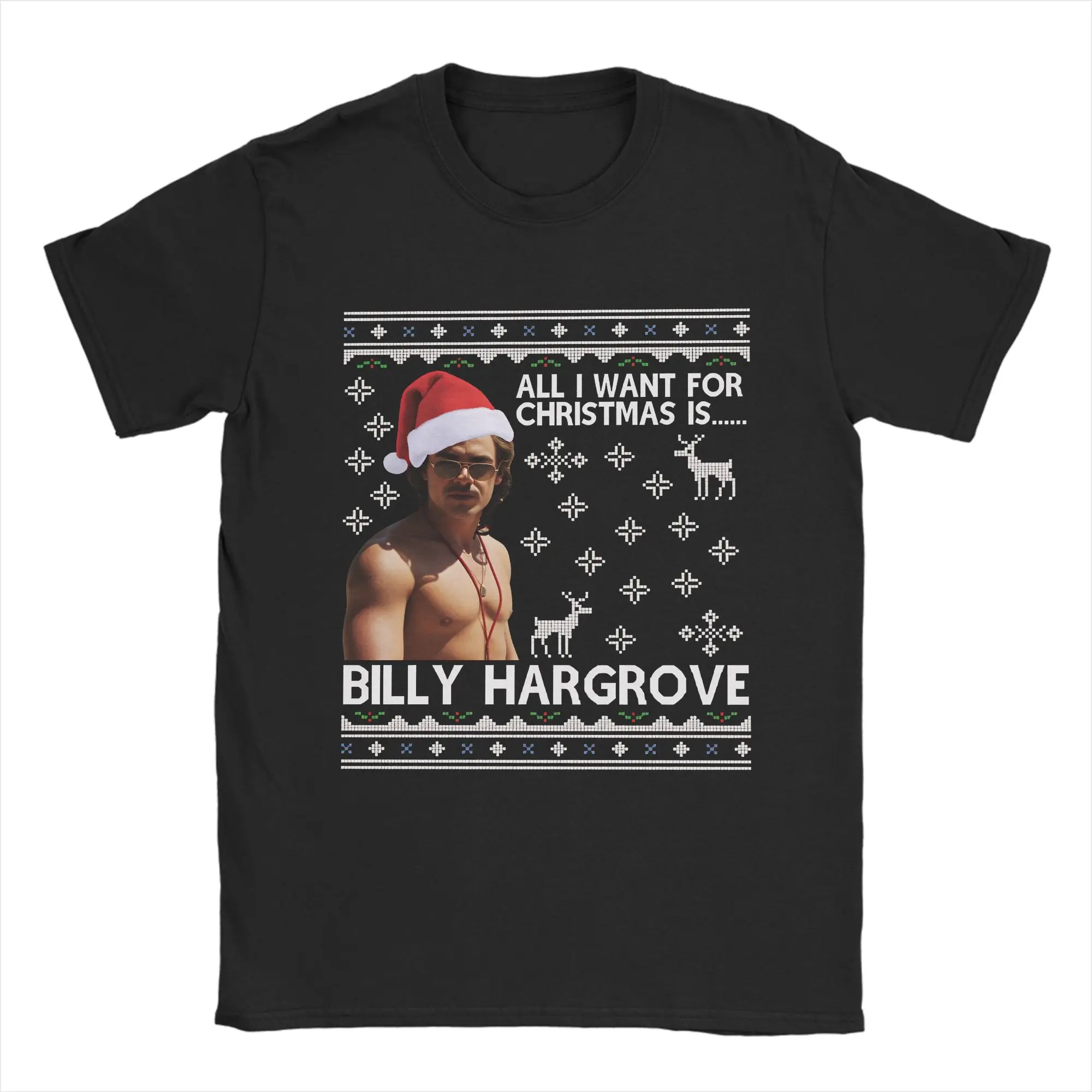 Фото Мужская футболка Billy Christmas Wish, забавная хлопковая футболка с коротким рукавом, футболки Steve Harrington, топы с круглым вырезом, большие размеры №1