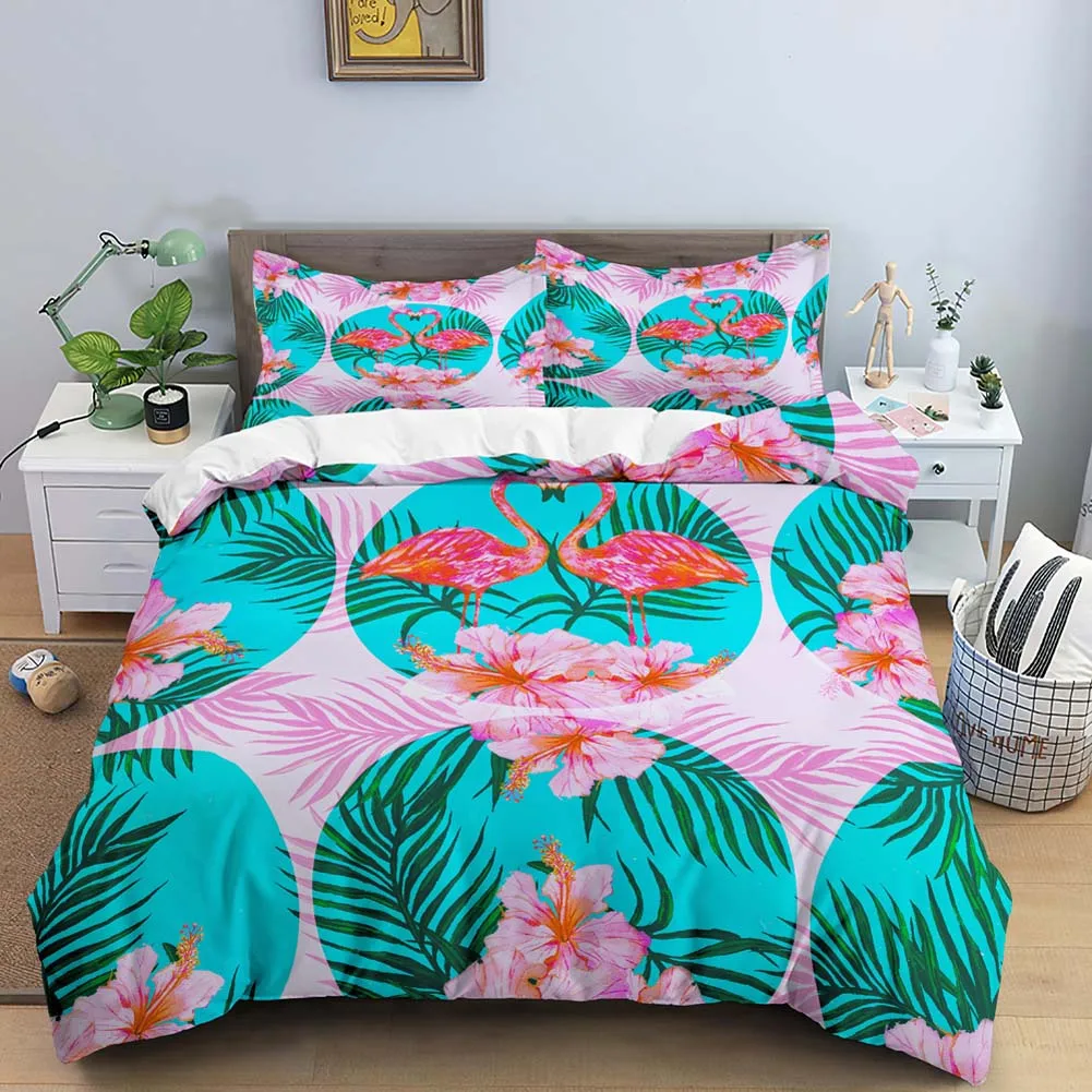 Трехмерный набор тропических искусств пододеяльник с цветочным рисунком на