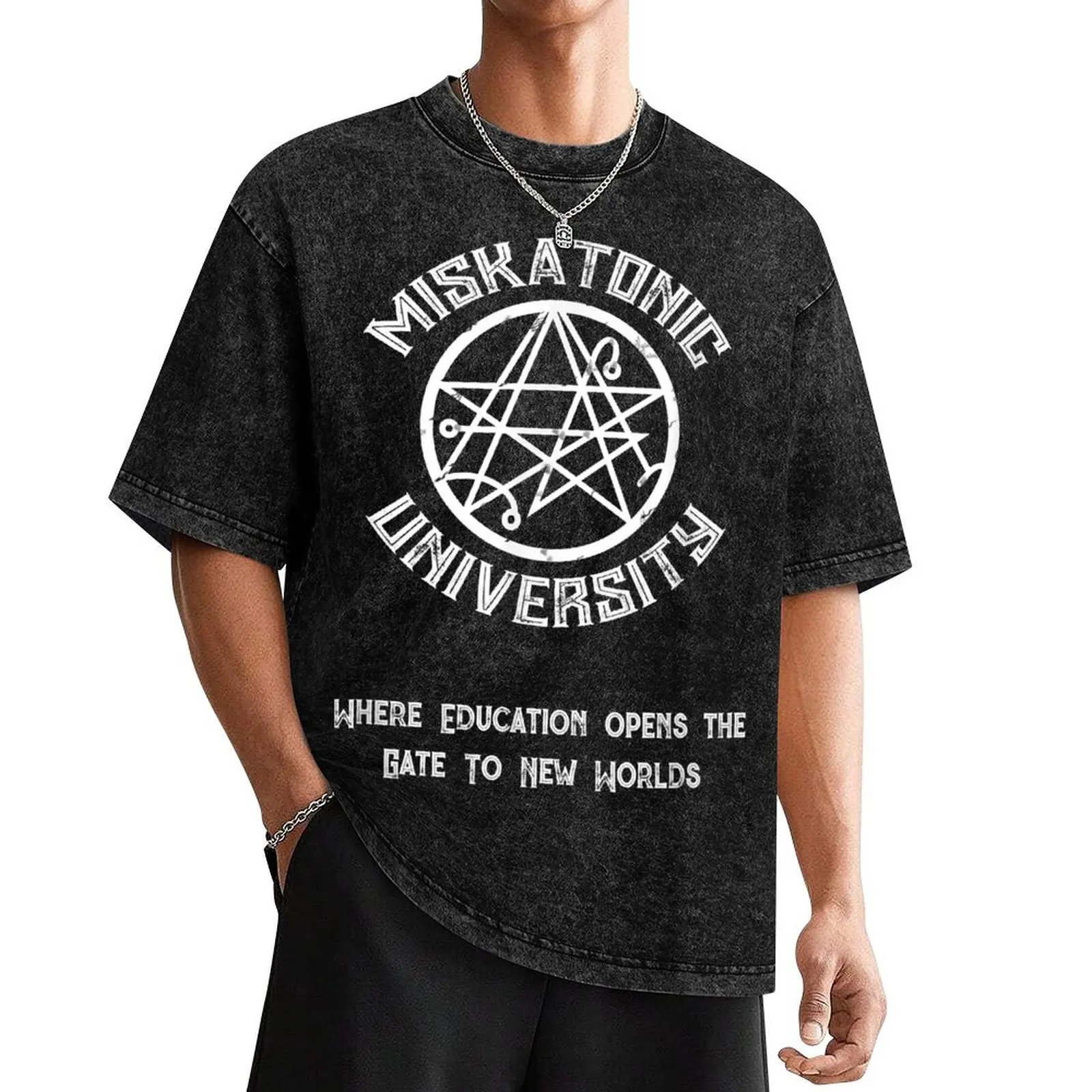 Классическая футболка Miskatonic University Gate O New Worlds Horror Ee с рисунком толстовки мужские