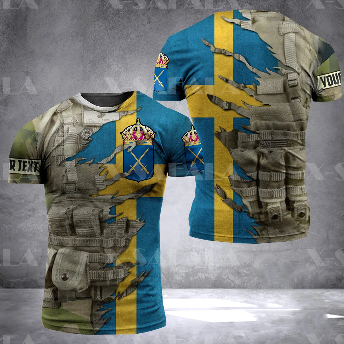 

SWEDEN Veteran ARMY Soldier Country Flag 3D Printed High Quality Milk Fiber T-shirt Summer Round Neck Men Female Casual Top-6