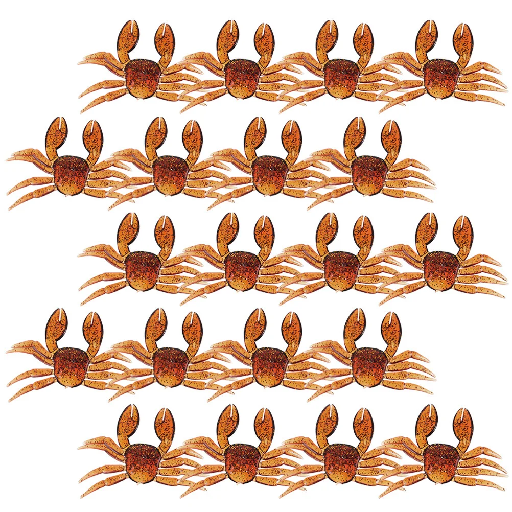 

20 Pcs Small Crab Artificial Fake Fishing Bait Fishing Supplies Portable Realistic Lure Pvc