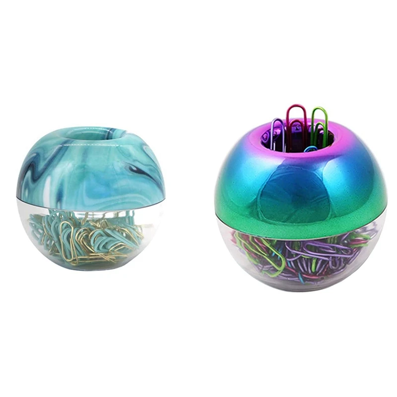

Rainbow Paper Clip Holder Dispensers With 100Pcs 28Mm Colorful Paper Clips And Built-In Magnetic Ring