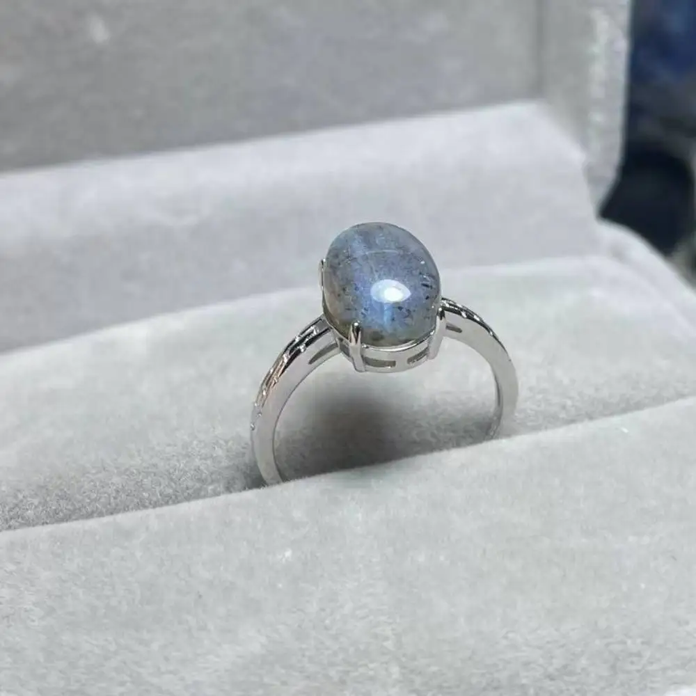 Регулируемое кольцо из натурального лабрадорита