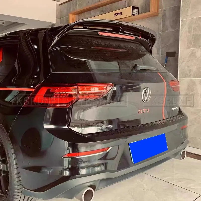 Фото Для Volkswagen Golf 8 MK8 R-line GTI 1.4T 2.0T 2020-2023: задний спойлер (антикрыло) из ABS-пластика, под карбон, черный с белым, для экстерьера автомобиля №3