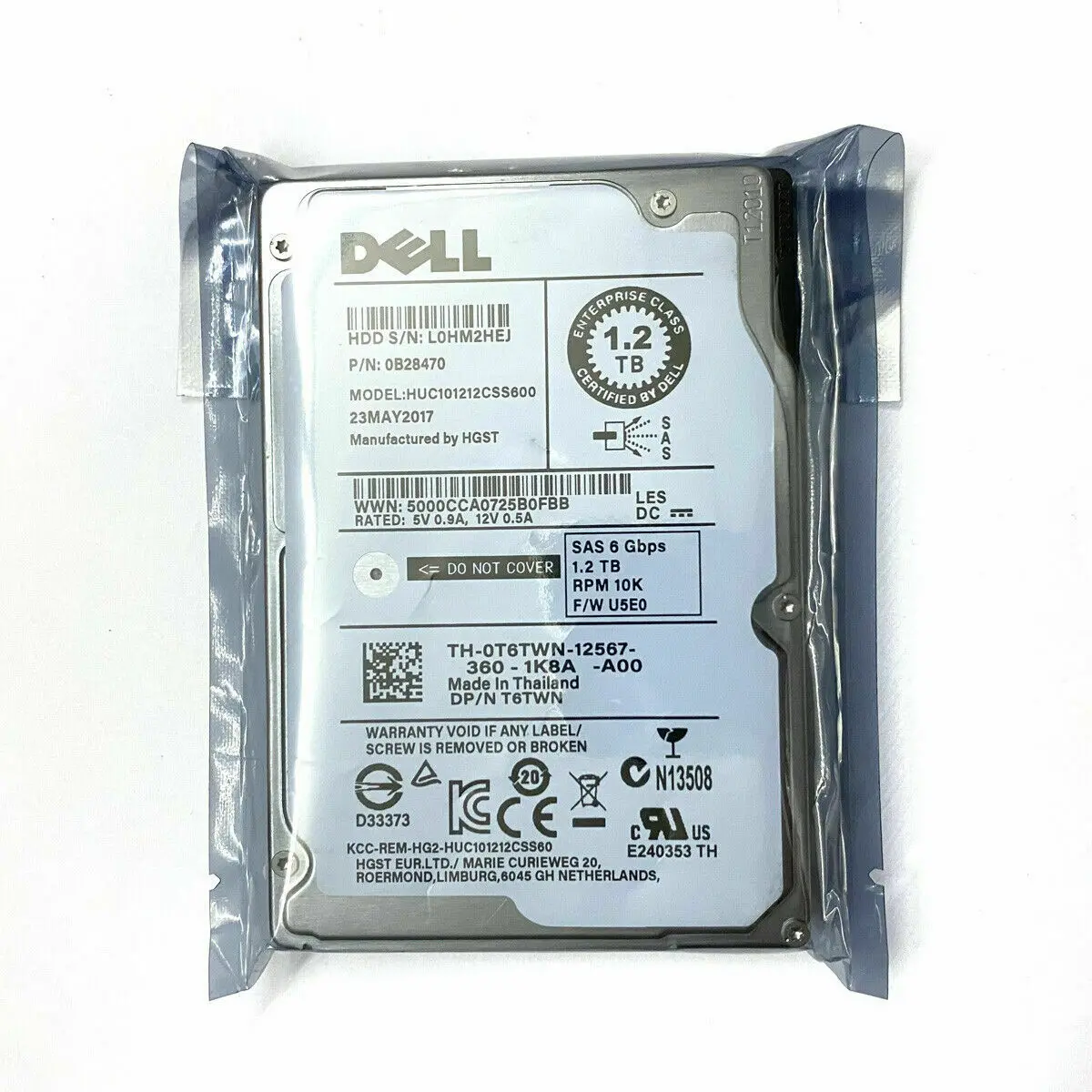 

FOR Dell 1.2TB 6G 10K 2.5" SAS 0T6TWN T6TWN HUC101212CSS600 HDD Hard Drive