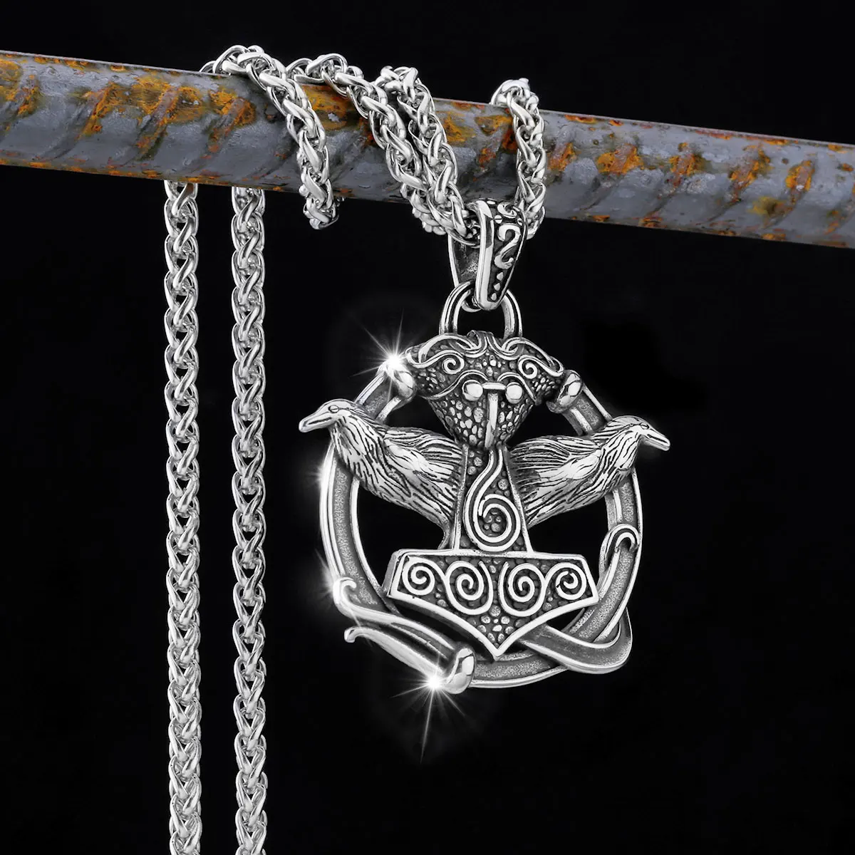 

316L Stainless Steel Vitkin Rune Necklace Men's Trendy Cool Fashion High Quality Amulet Pendant Necklace Jewelry Free Shipping