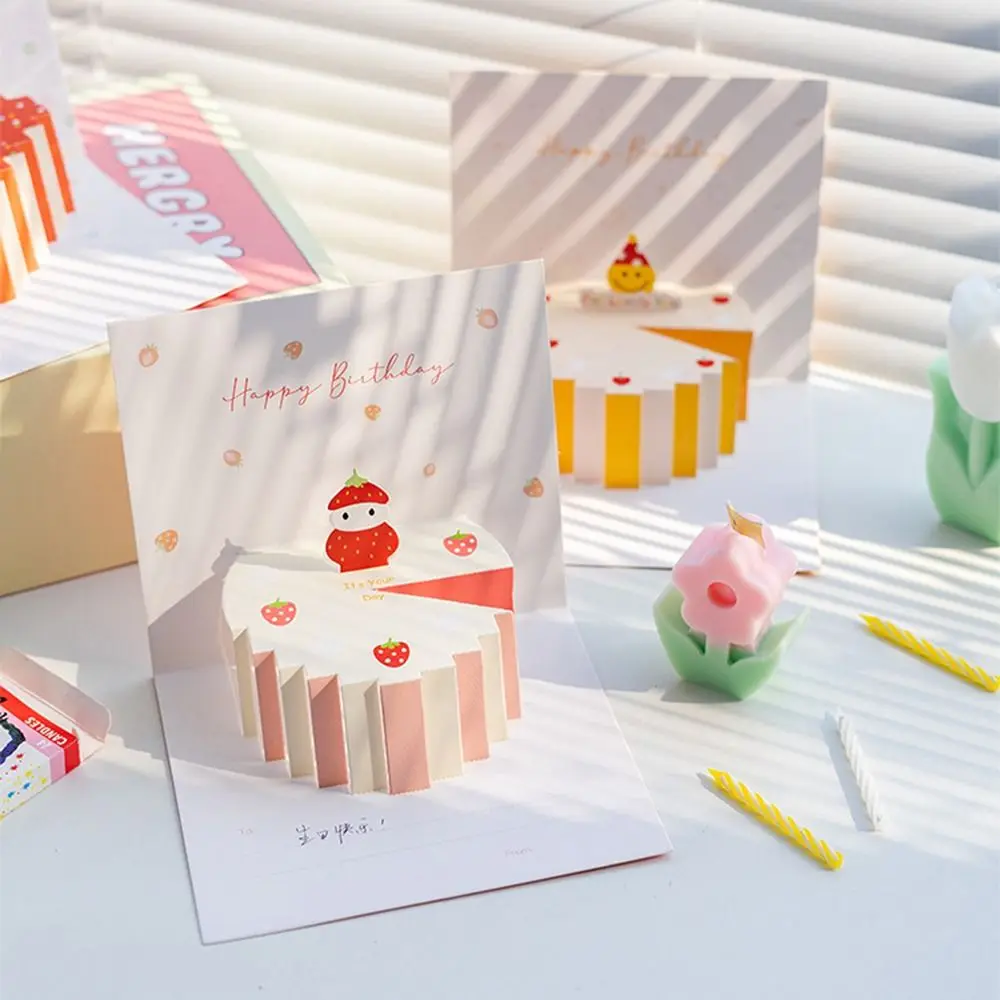 

3D открытка для торта на день рождения с конвертом, подарки на день рождения, открытки для рукописного письма, открытки для празднования, открытки, подарки