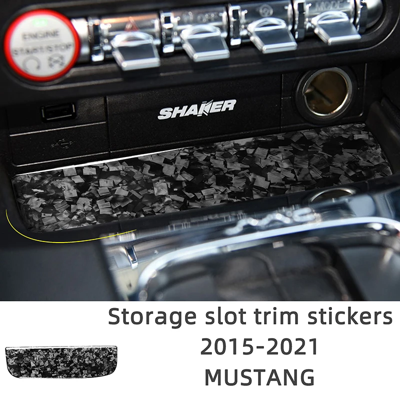 

Коврики для хранения центральной консоли, накладки, кованые текстурированные автомобильные наклейки из углеродного волокна для интерьера Ford Mustang 2015-2021