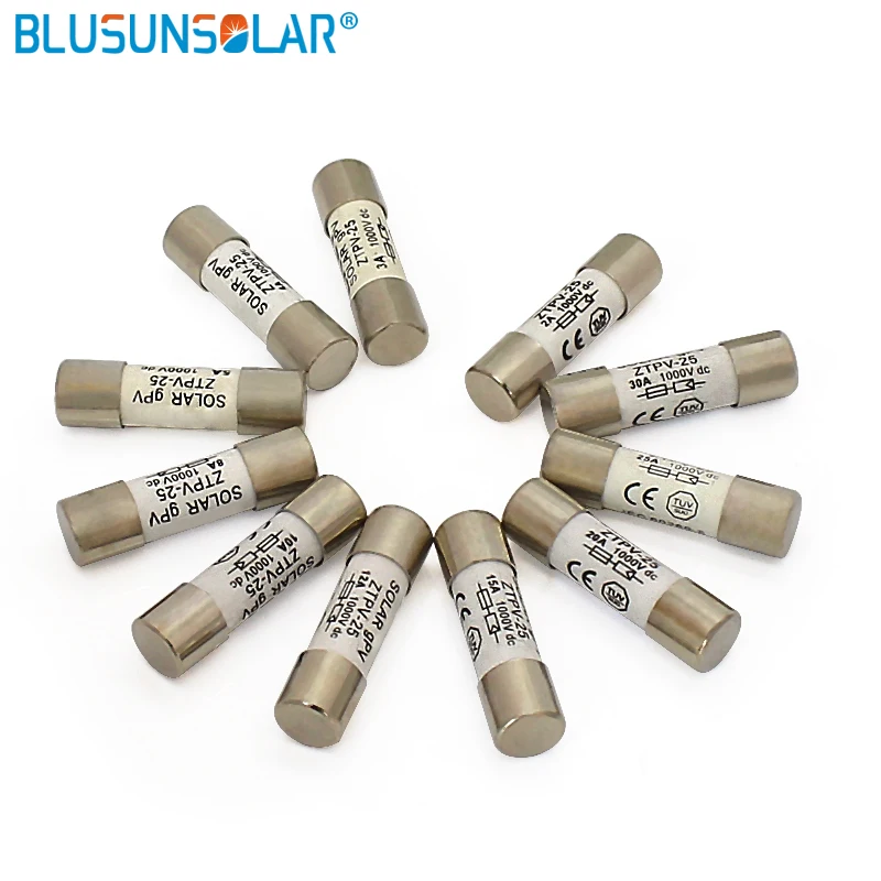 

Wholesale 100pcs High Quality PV Solar Fuse 2A-30A 1000VDC Fusible 10x38mm PV for Solar Power System Solar Mainland China