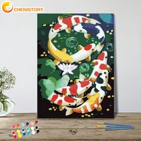 chenistory paint by number carp animal handpainted painting art gift diy pictures by numbers kits drawing on canvas home decor