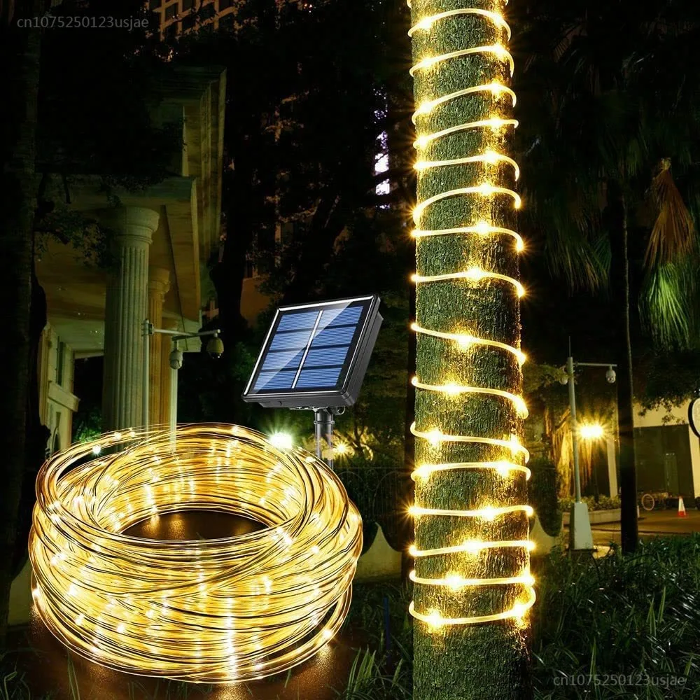 

5/10/20m Solar LED Strip Rope Tube Fairy Light String Outdoor Waterproof for Wedding Christmas Party Garden PathwayGarland Decor