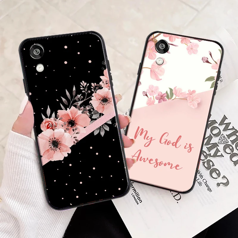 

Flower Letter Pink For Huawei P Smart Z 2019 2020 P20 P30 Lite Pro Phone Case Black Silicone Cover Coque Funda Carcasa Back