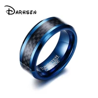 darhsen brand punk 8mm fashion blue tungsten carbide men rings jewelry polished design gift for boyfriend male