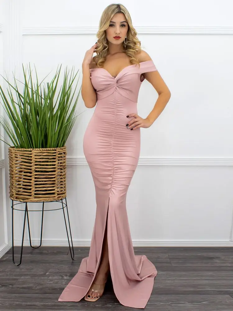 

Women' Dress Spring and Summer New Sexy V-neck Backless Chest Wrapping Elegant Slim Solid Color Dresses for Women 2022