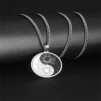 new stainless steel creative yin yang tai chi round pendant necklace fashion personality retro men and women pendant accessories