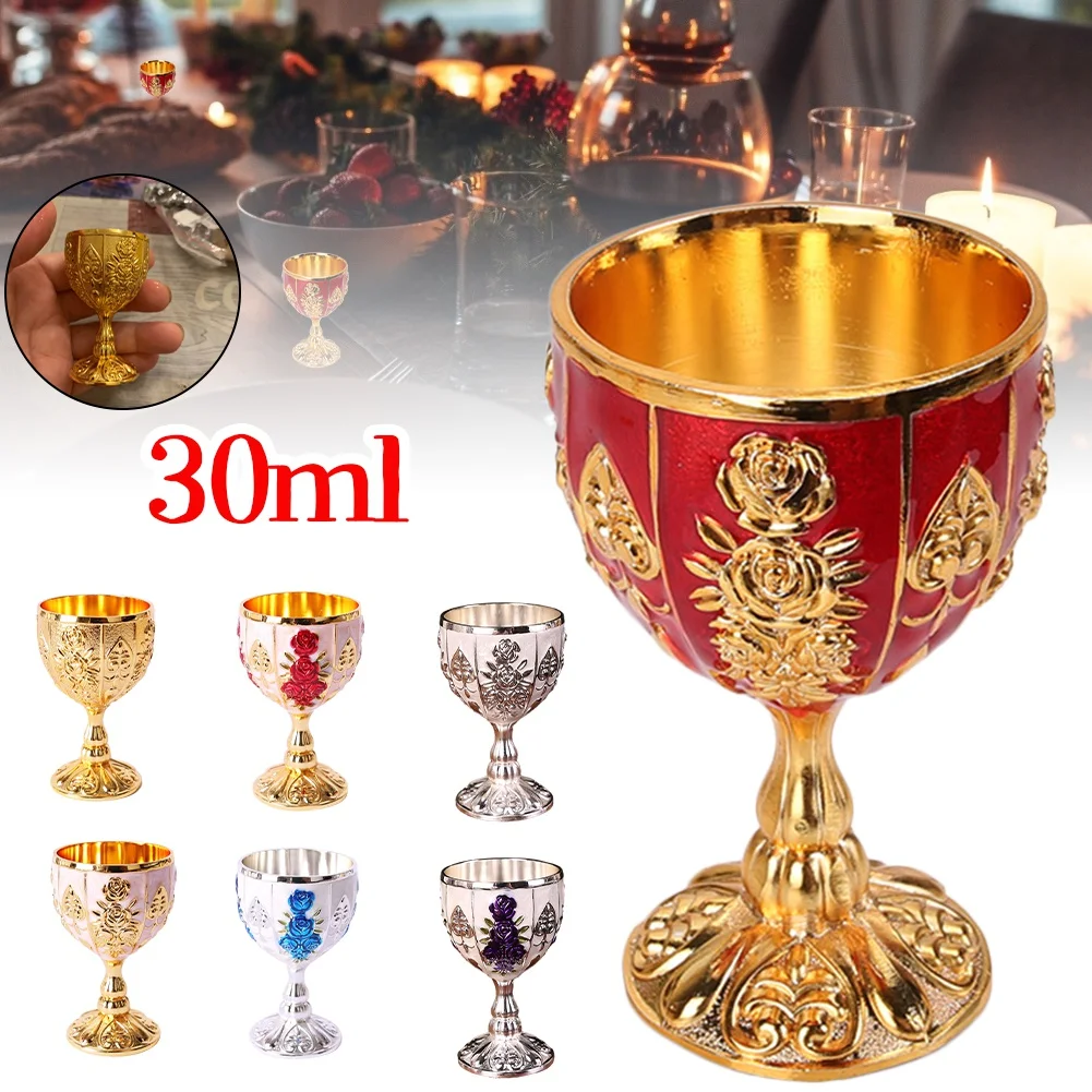 

30ML Metal Wine Glasses Retro Dinnerware Goblet Vintage European Style Spirit Vodka Champagne Glasses for Bar Home Decor