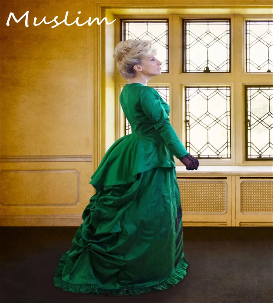 

Victorian Green Evening Dress 2023 Medivel Gothic Civil War Ball Gown Prom Dresses With Ruffles Birthday Party Dance Formal