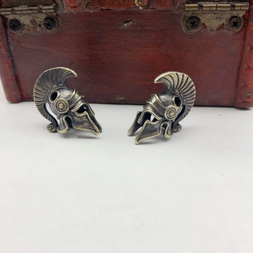 

Brass Ancient Greece Spartan Warrior Scar Helmet Umbrella Rope Knife Bead Jewelry DIY Paracord Keyring Lanyard Pendant Accessory