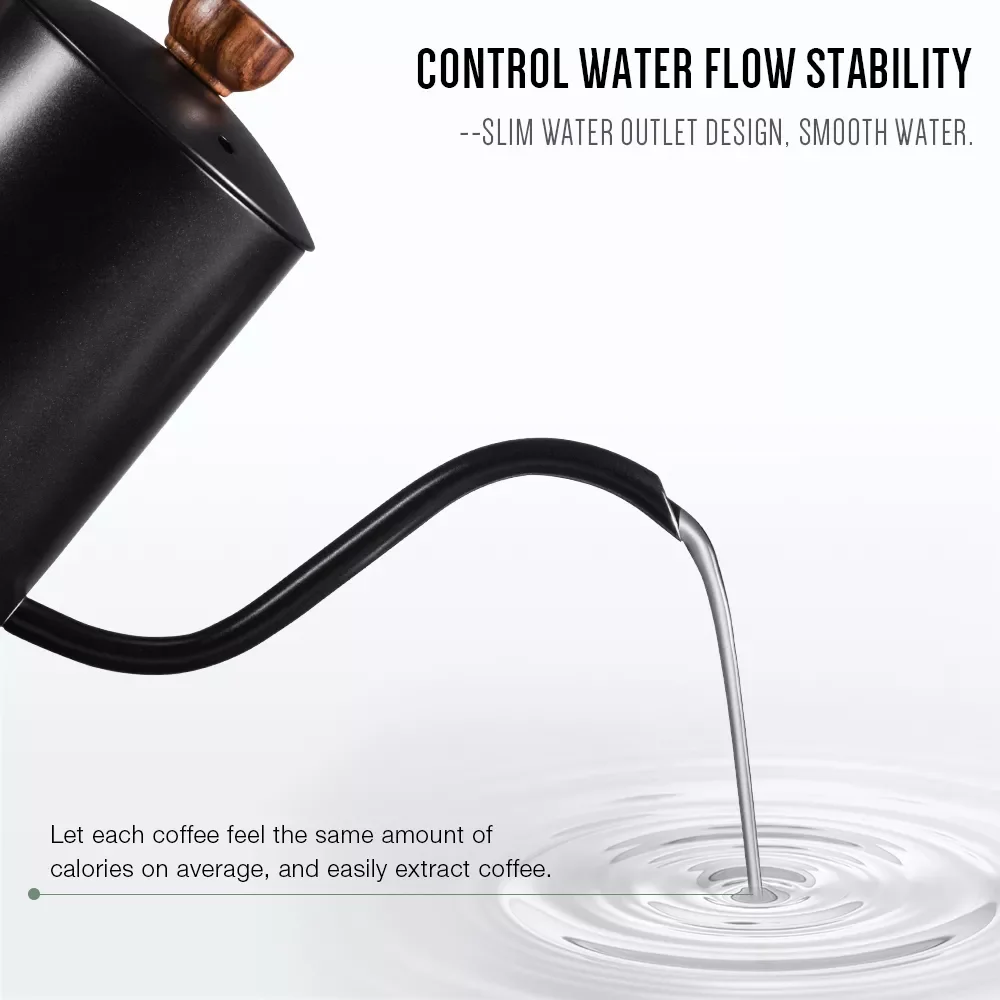 

2023 SOULHAND 600Ml Stainless Steel Coffee Kettle Gooseneck Cafe Pot Spout Teapot with Thermometer Pour-Over Drip Kettle Swan Ne