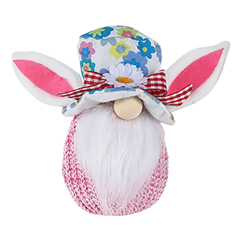 

-Easter Bunny Gnome Plush Elf Decorations Scandinavian Sunflower Rabbit Tomte With LED Light Home Table Ornament