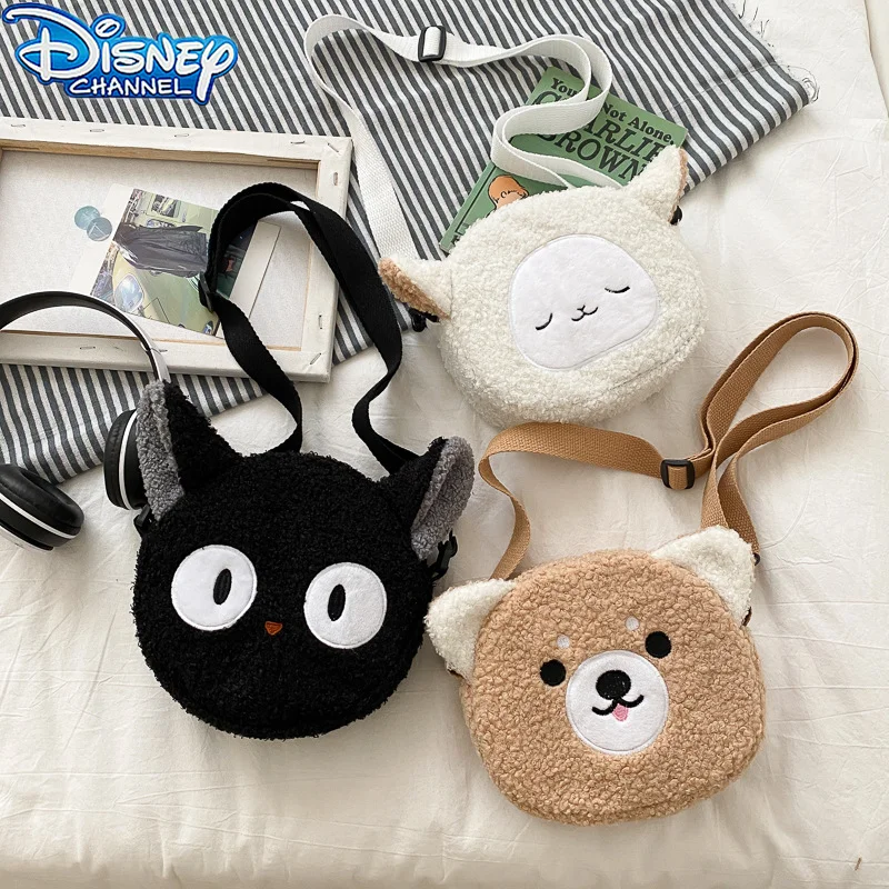 

Disney Shoulder Bag Cartoon Plush Princess Cute Animals Cat Bear Crossbody travel Bags Fashion Backpack Girls Wallet phone bag