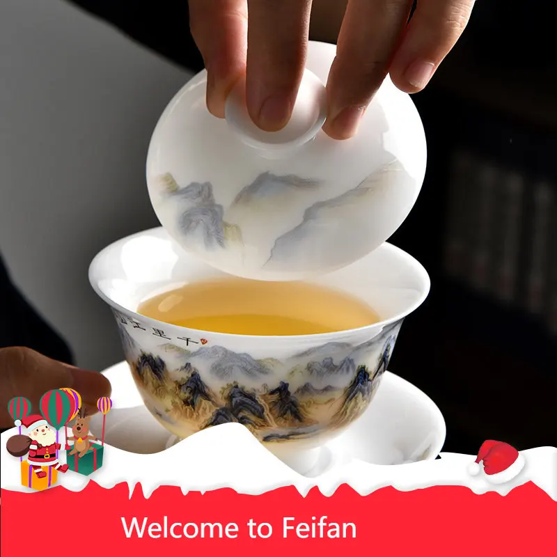 

Керамический чайный набор Feifan из семян льда замши нефрита домашний кунг-фу Мастер чайная чашка чайная одинарная чашка ручная подарочная коробка
