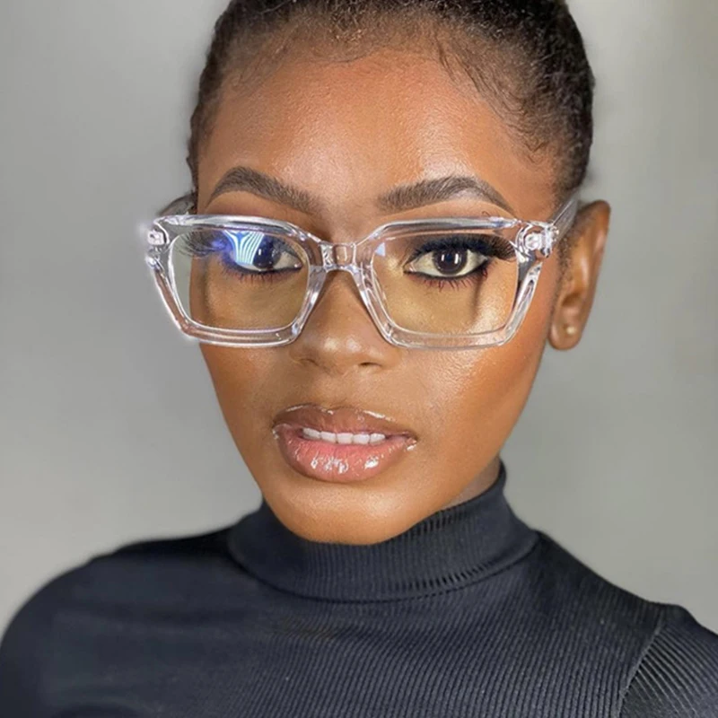 Прозрачные компьютерные очки для мужчин и женщин трендовые Большие Квадратные