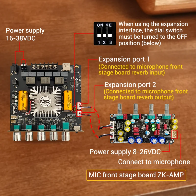 Фото ZK-AS21 2G AAC Декодирующий 2.1-канальный аудиомодуль усилителя TPA3255 с Bluetooth, регулировкой высоких и низких частот, 220Вт +220Вт +350Вт, TWS №4