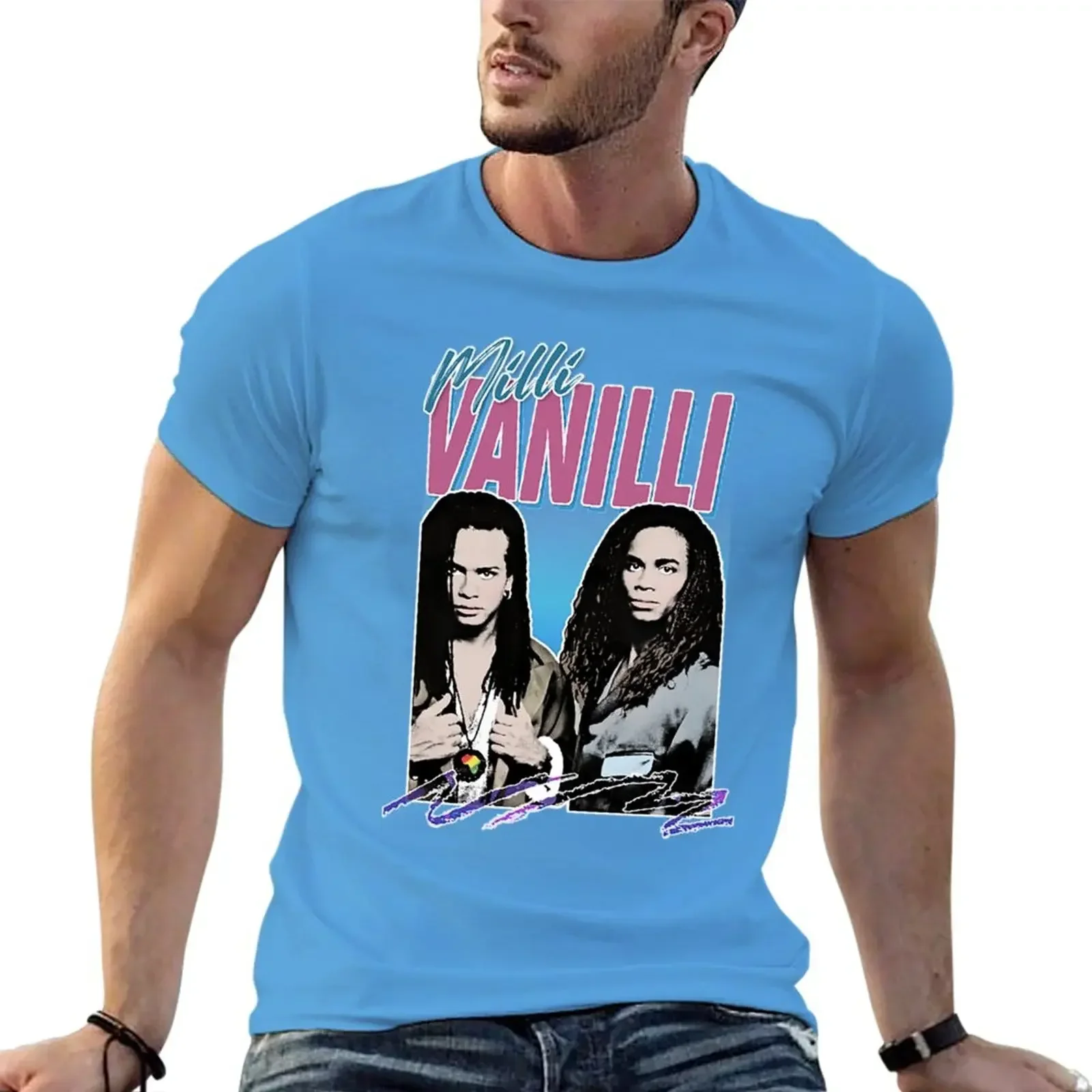 Простая футболка мужская новая Milli Vanilli - 80's Fanart эстетический дизайн Tribute аниме