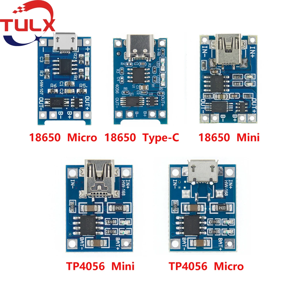 Micro/Type-c/Mini USB 5V 1A 18650 TP4056 модуль зарядного устройства литиевой батареи зарядная