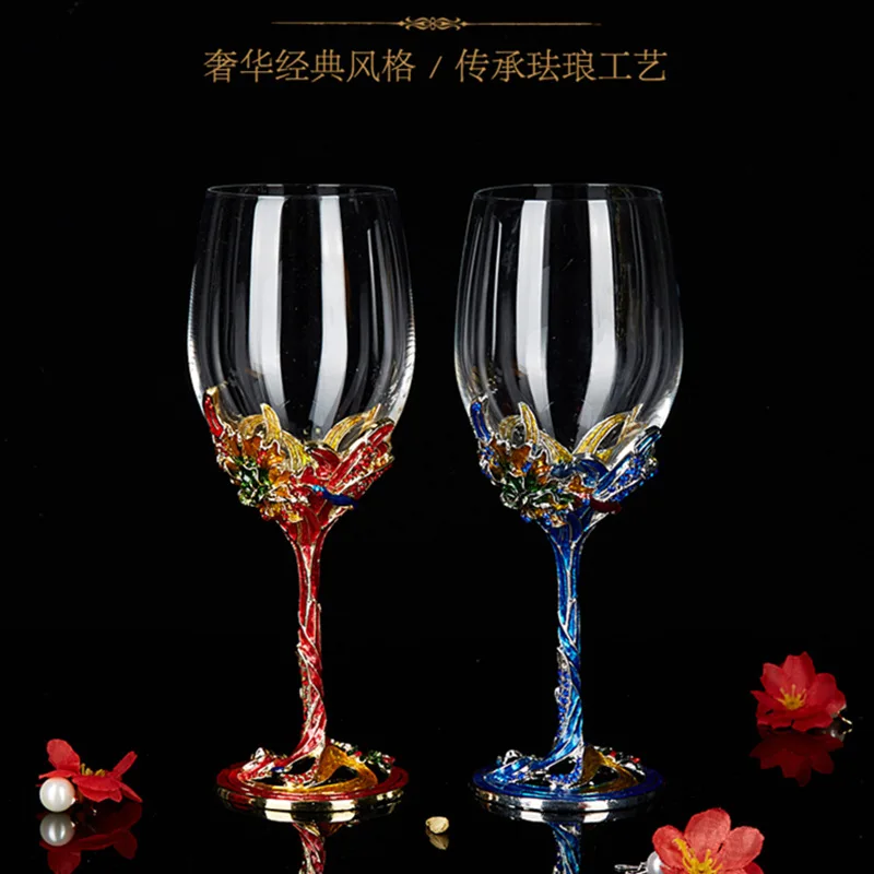 

Эмалированные бокалы для красного вина в европейском стиле, набор трезвых бокалов для дома, высококачественные хрустальные бокалы, креативные бокалы в французском ретро стиле