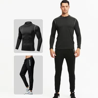 mens dry fit suit elastic high collar tights outdoor athletic running long sleeve sportswear and pants