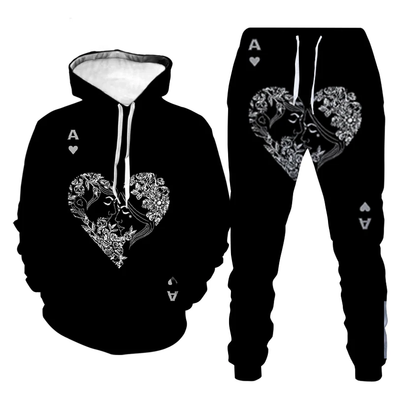 

Новый костюм из двух предметов с 3D Цифровым принтом для мужчин и женщин с пальто с длинным рукавом, толстовкой, толстовкой и брюками