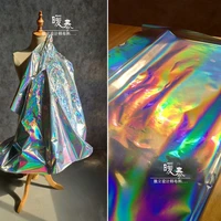 tpu fabric silver rainbow reflective pvc waterproof diy raincoat coat bags props decor plastic clothes designer fabric