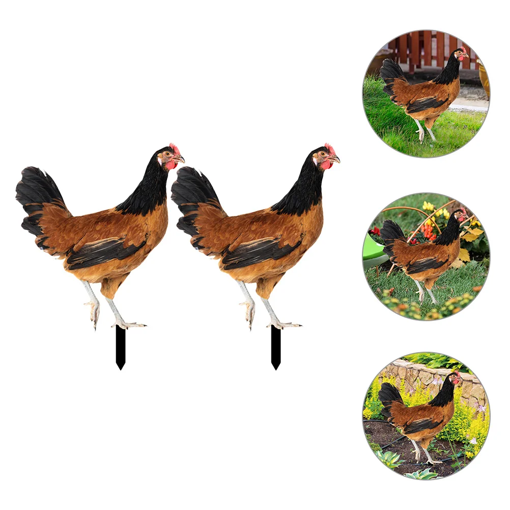 

2Pcs Acrylic Stake Garden Hen Stake Ornament Garden Hen Stake Decoration