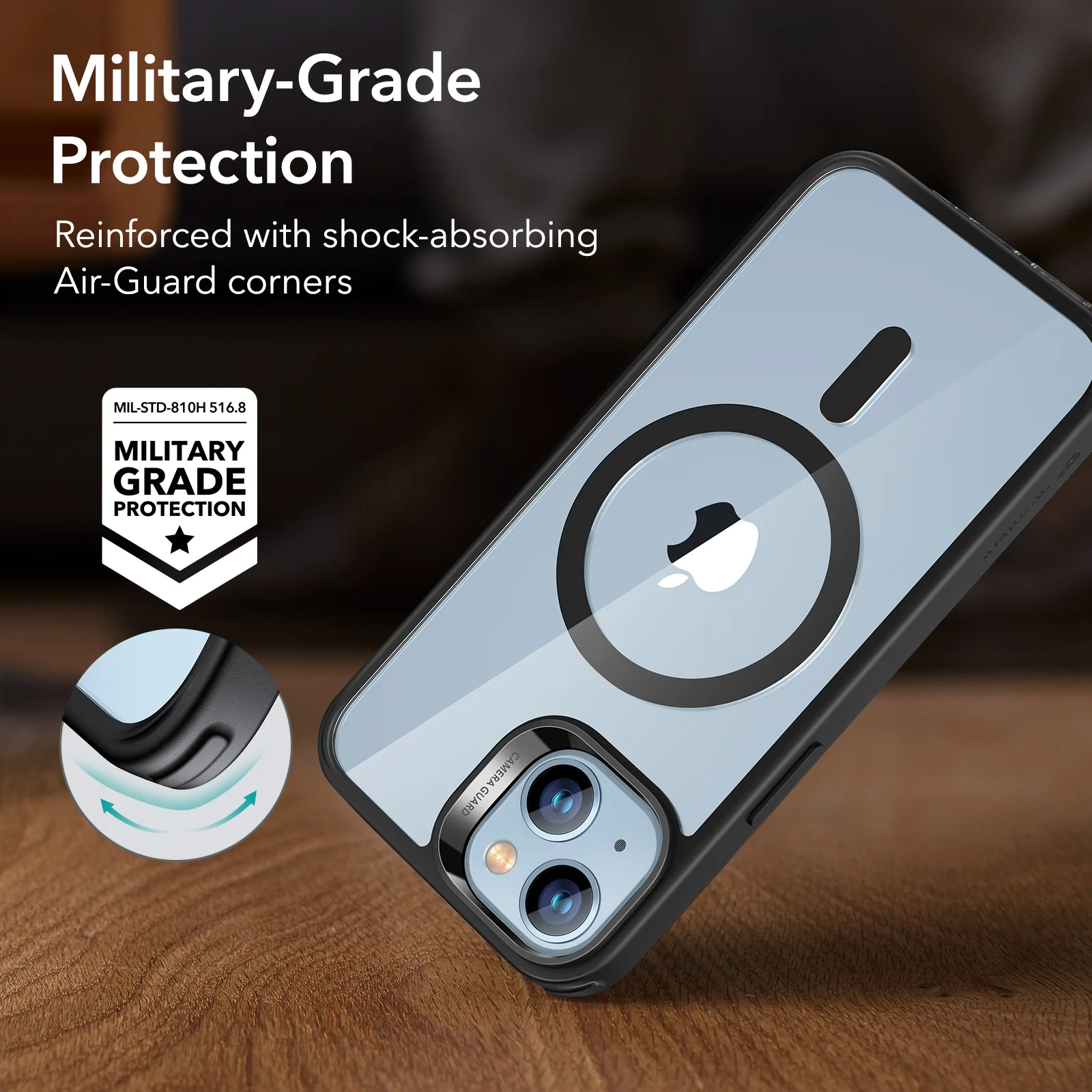 Фото Чехол для iPhone 14 Pro Max MagSafe, классический гибридный чехол с HaloLock для iPhone 14 Pro, прозрачная задняя крышка №3