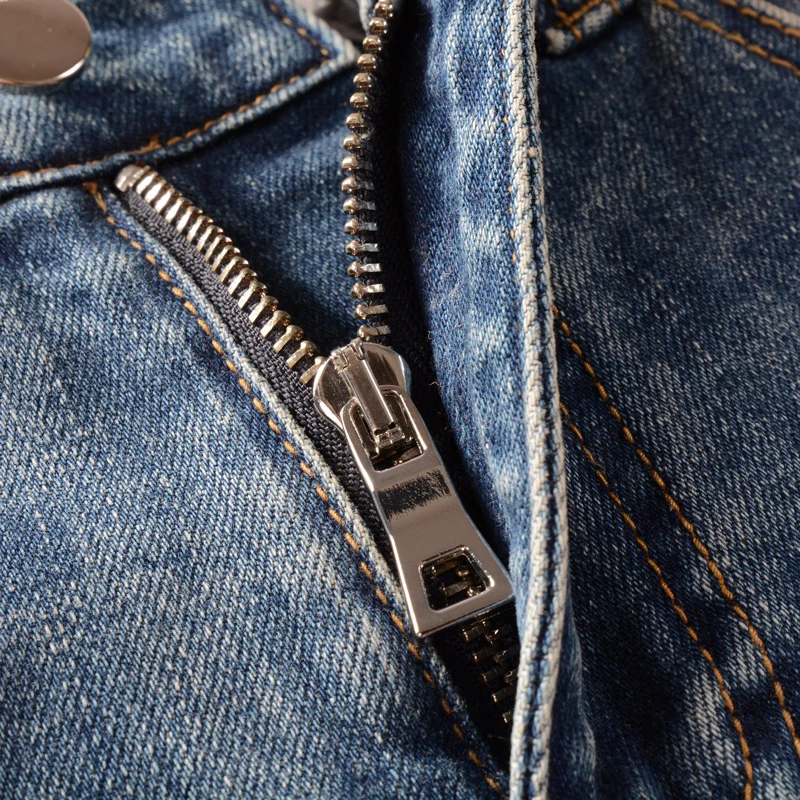 Джинсы мужские рваные в стиле ретро модные штаны High Street Стрейчевые брюки-скинни с