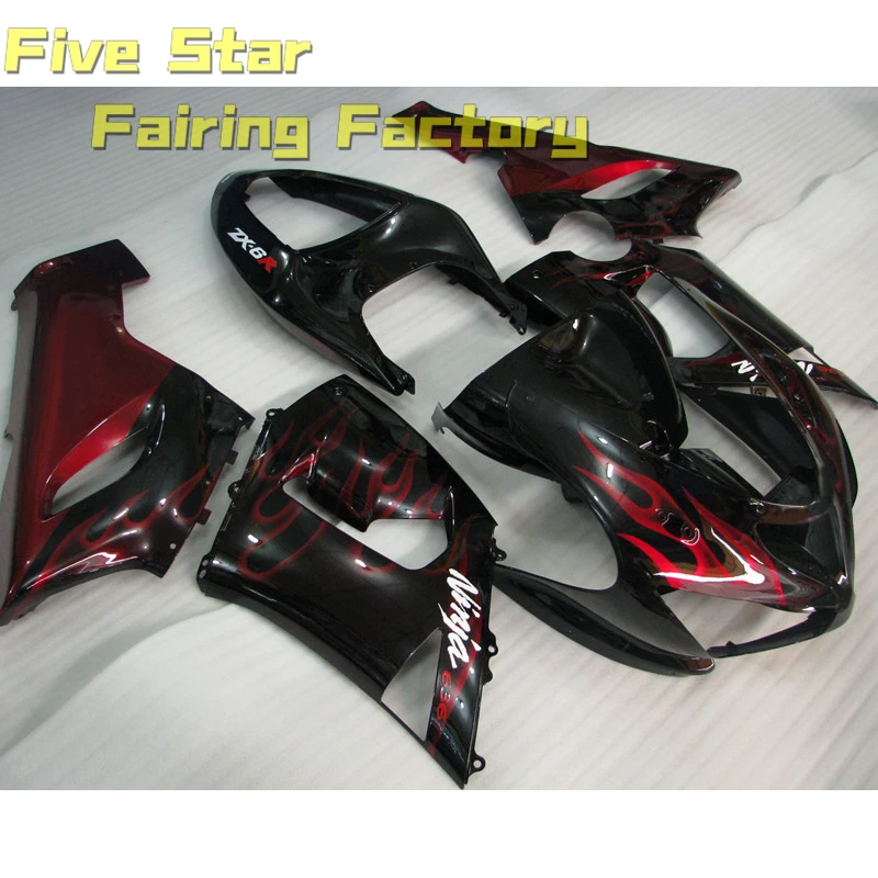 

Комплект обтекателей для мотоцикла Kawasaki Ninja ZX6R 636 2005 2006 ZX 6R, литьевая форма для кузова, Высококачественная оболочка с красным пламенем
