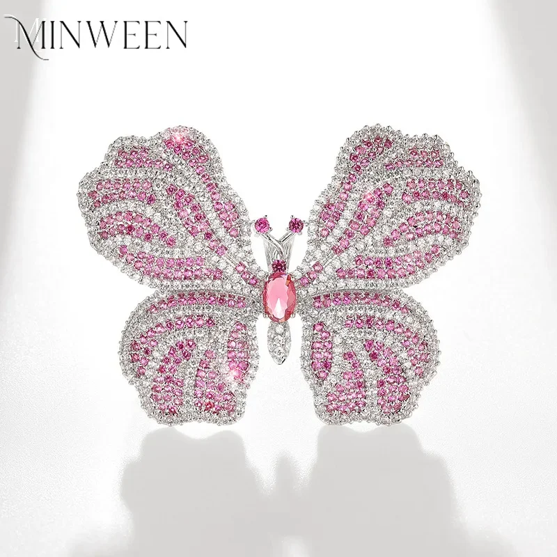 Великолепная розовая брошь-бабочка с кристаллами для женщин ювелирная брошь