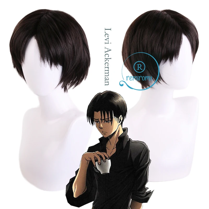Парик Levi Ackerman из аниме атака на Титанов для косплея короткие черные коричневые