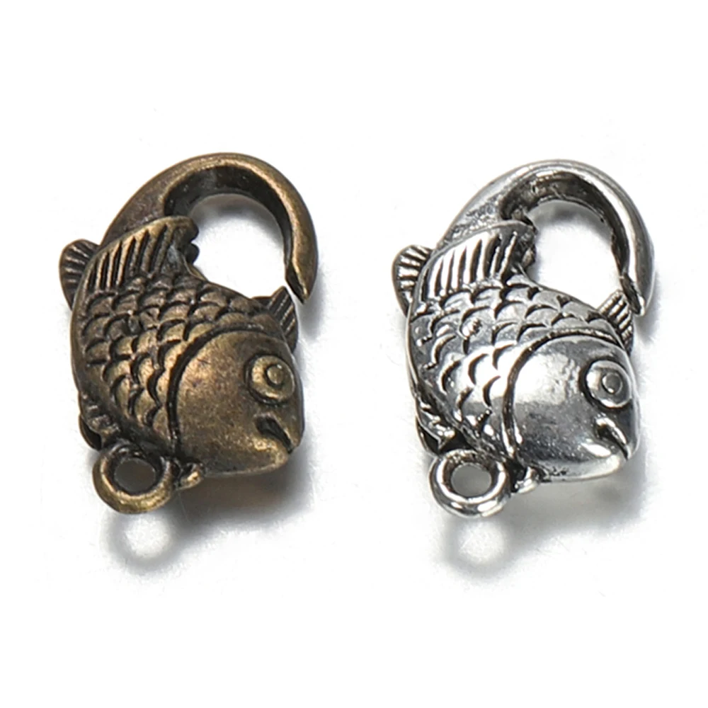 

10pcs Antique Silver Fish Lobster Clasp Hooks For Necklace Bracelet Chain DIY Jewelry Accessory Findings Components 20*13MM