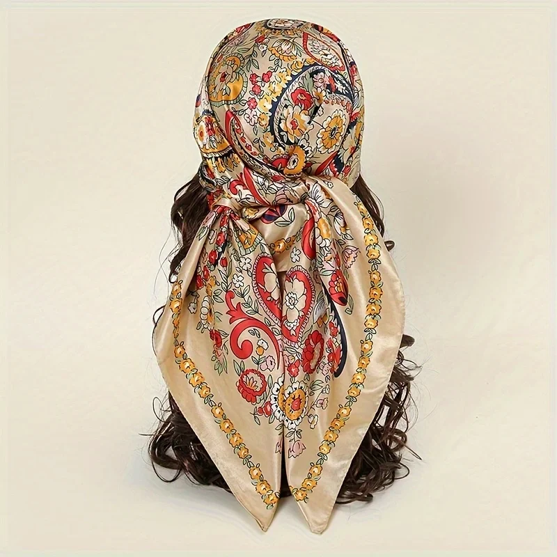 Женский элегантный универсальный шарф-платок из искусственного шелка в богемном