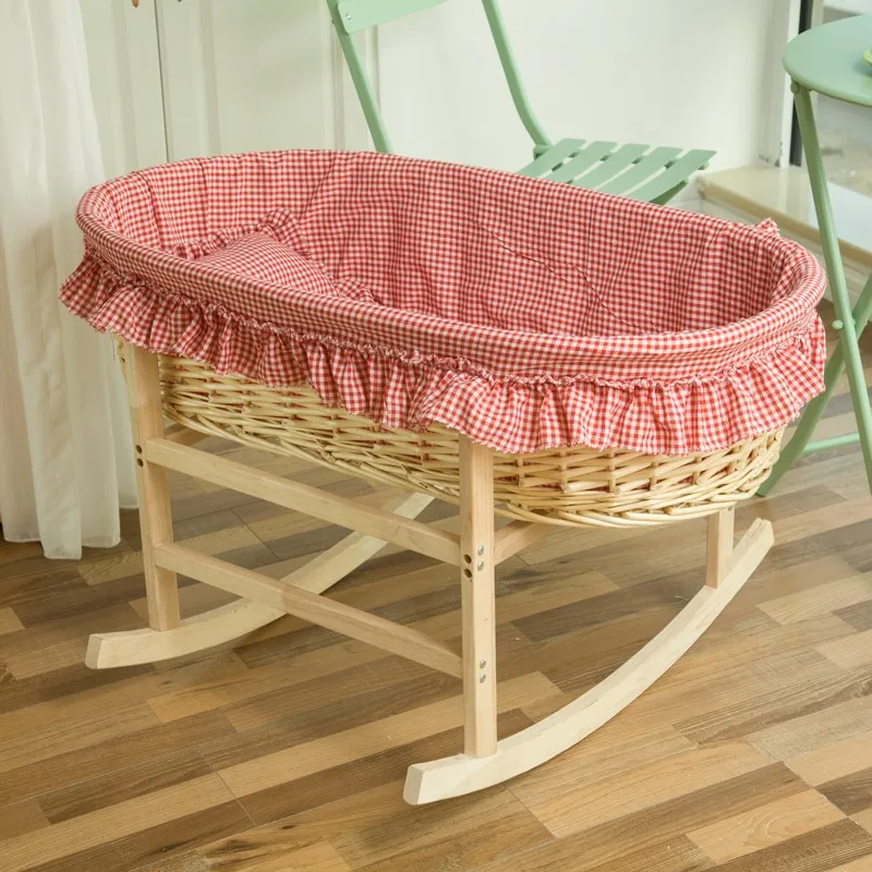 

Old-Fashioned Rocking Nest Traditional Baby Rocking Basket Soothing Bamboo Sleeping Basket Bed Sleeping Warm Turnover Basket