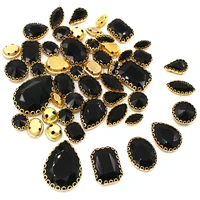 hot sale mixed size and shape black 50pcs crystal glass sew on rhinestones with lace claw diy wedding dress decoration jewelry