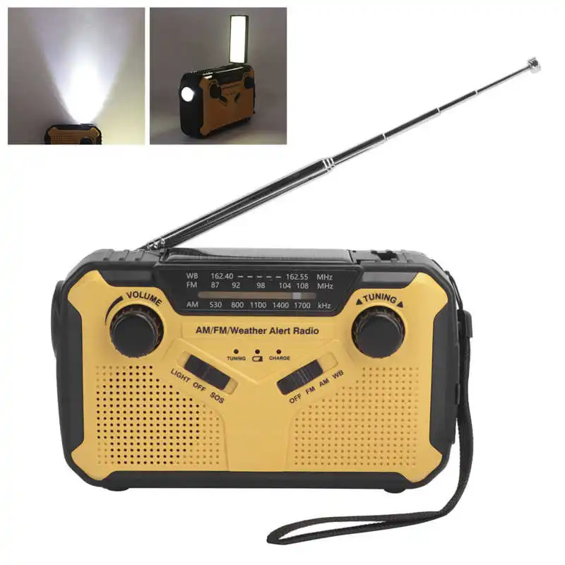 

Emergency Radio Solar Hand Crank Power Weather Radio Portable Outdoor FM AM Radio for SOS Solar Charging 2500mAh Power Bank
