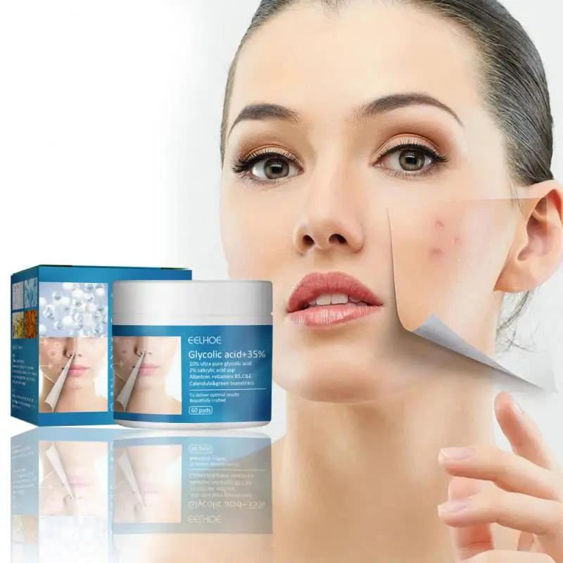 

60pcs Glycolic Acid Acne Removal Cotton Pad Oil Control Shrink Pore Moisturizing Moisturizing Repair Closed Mouth Acne Face Care