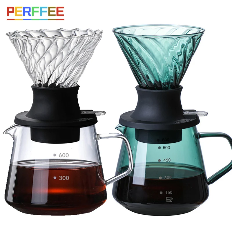 

V02 Immersion Coffee Dripper Glass V60 Pour Over Coffee Maker Drip Coffee Filter Immersion Dripper with Push Switch